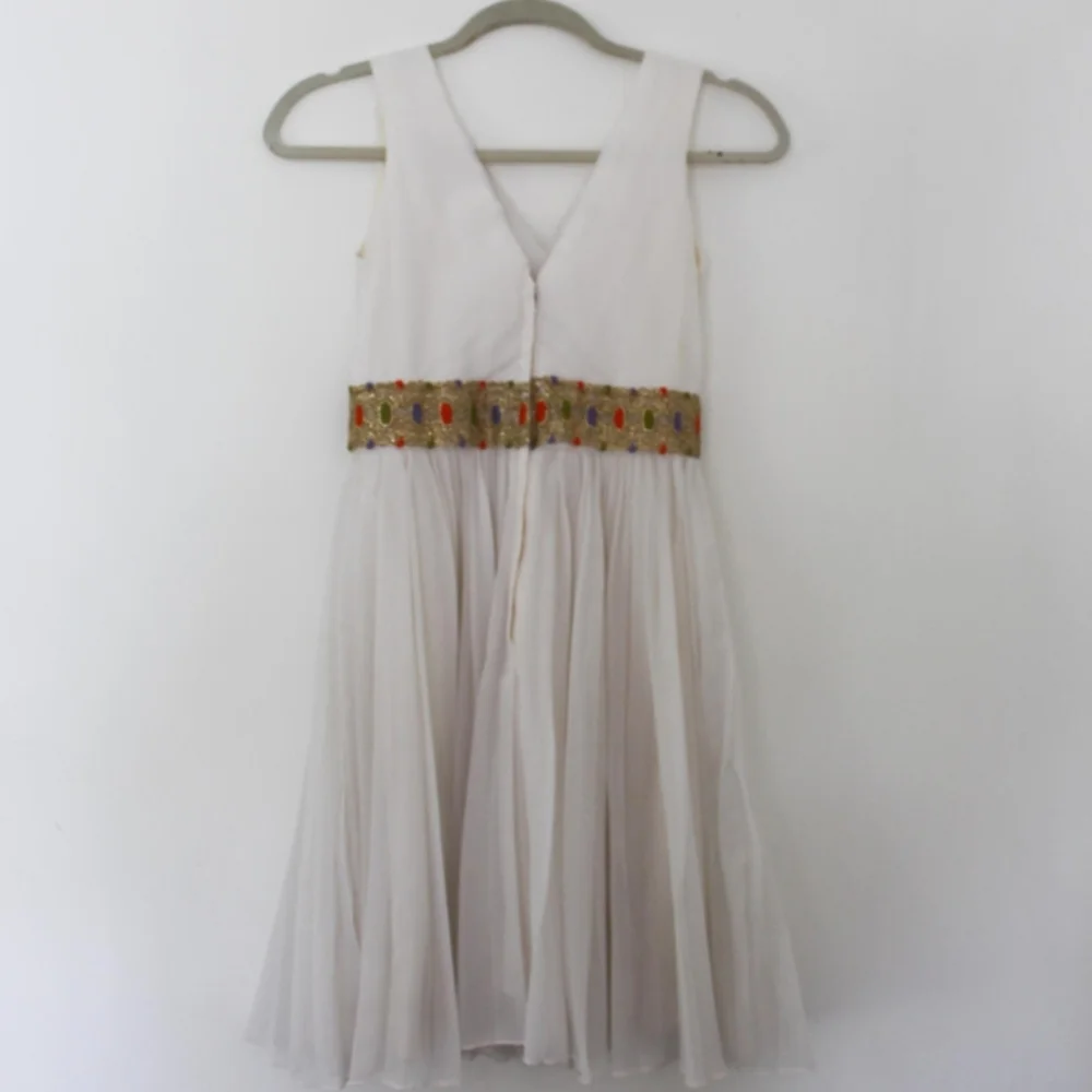 SOLD - Vintage 1960s Grecian Style White Chiffon Cocktail Dress - Picture 7 of 8